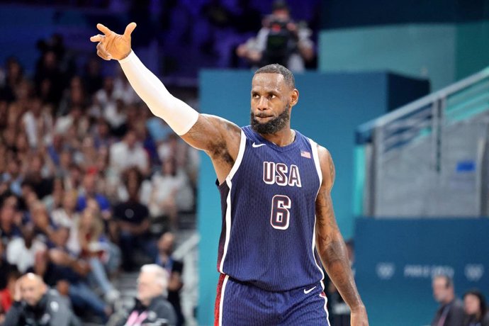 LeBron JAMES (USA), Basketball, Men's Group Phase - Group C between Serbia and United States during the Olympic Games Paris 2024 on 28 July 2024 at Pierre Mauroy Stadium in Villeneuve-d'Ascq near Lille, France - Photo Laurent Sanson / Panoramic / DPPI Med