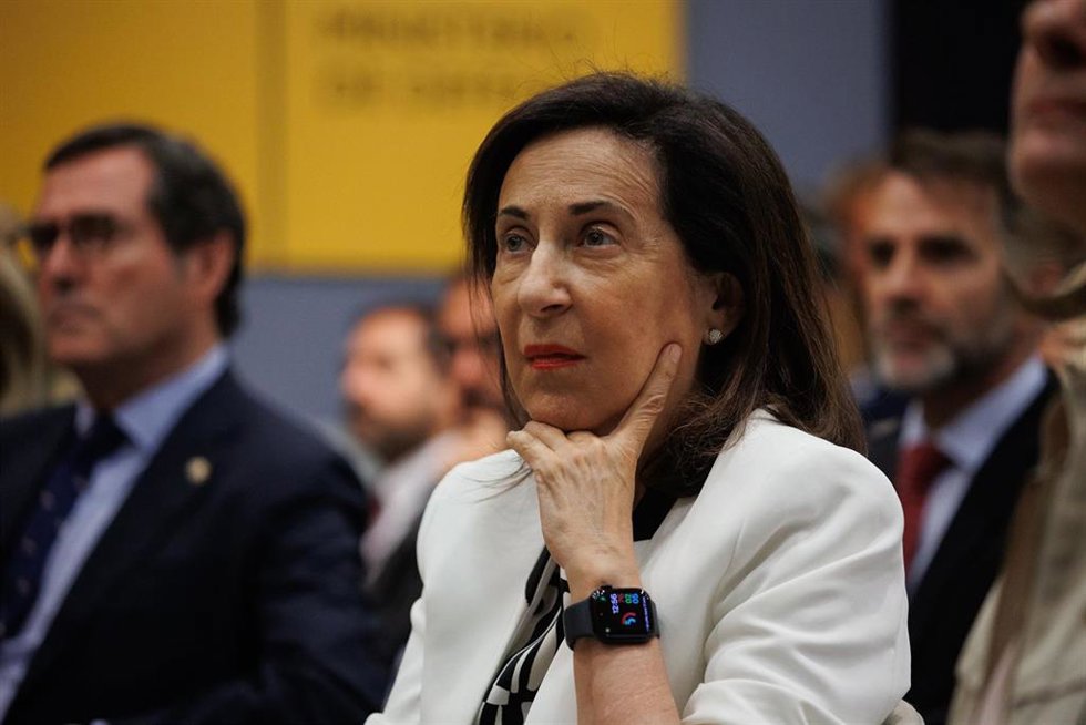 La ministra de Defensa, Margarita Robles, durante la presentación de la plataforma tecnológica Es Tu Fuerza, en la sede del ministerio, a 22 de julio de 2024, en Madrid (España). 