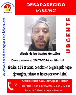 Buscan a un joven desaparecido el 20 de julio en Madrid