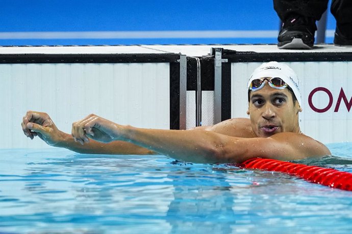 Hugo Gonzalez de Oliveira of Spain competes during Men's 200m Backstroke Final of the Swimming on Paris La Defense Arena during the Paris 2024 Olympics Games on August1, 2024 in Paris, France.