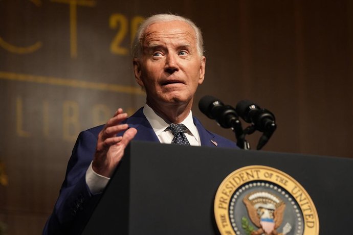 July 29, 2024: U.S. President JOE BIDEN gives an address at the LBJ Presidential Library to commemorate the 60th anniversary of the Civil Rights Act Monday, July 29, 2024, in Austin.