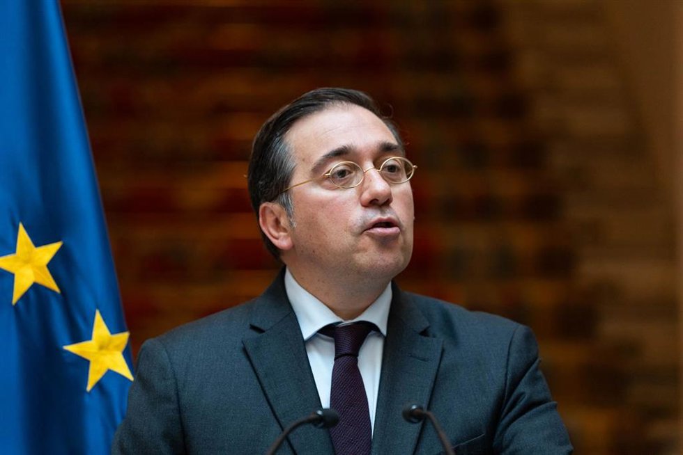 Archivo - El ministro de Asuntos Exteriores, Unión Europea y Cooperación, José Manuel Albares, durante una rueda de prensa, en el Palacio de Viana, a 6 de junio de 2024, en Madrid (España). El ministro de Asuntos Exteriores, José Manuel Albares, ha anun