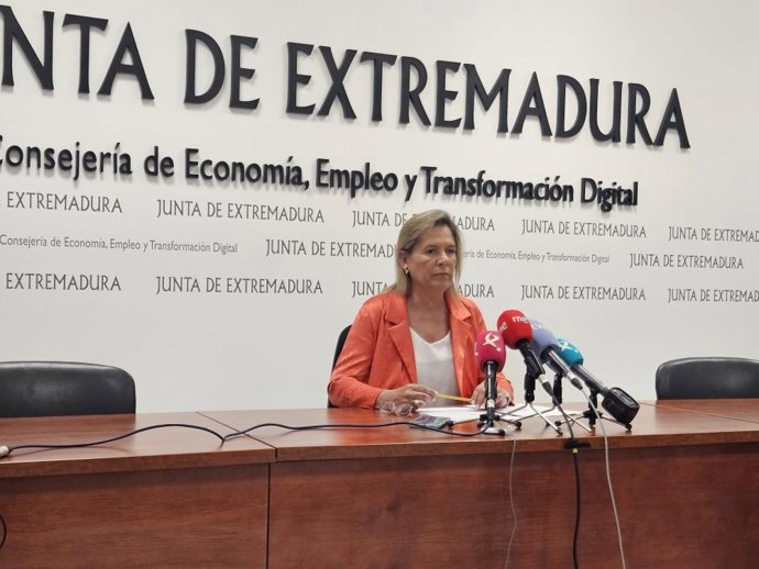 La secretaria general de Empleo, Celia Derecho, en rueda de prensa en Mérida