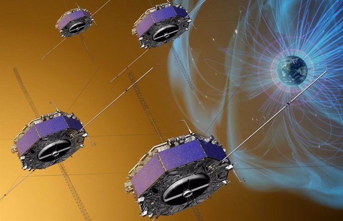 Representación artística de la nave espacial Magnetospheric Multiscale Mission