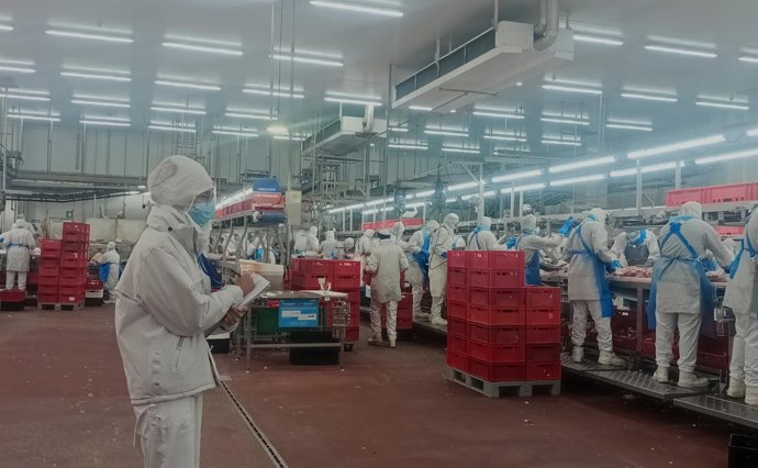 Instalaciones de una industria cárnica durante una inspección
