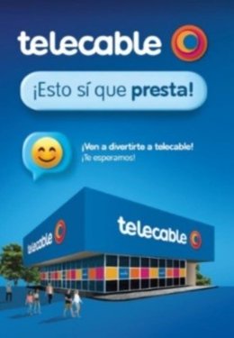 Cartel del pabellón de Telecable en la Feria Internacional de Muestras de Asturias (Fidma), en Gijón.
