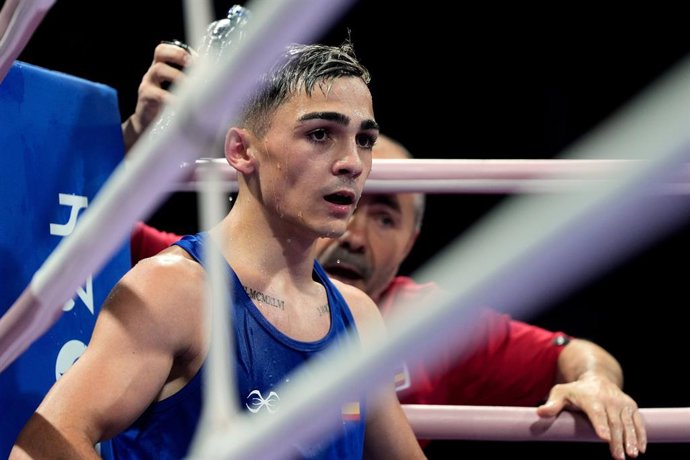 El boxeador español Rafa Lozano Jr (-51 kg), en los Juegos Olímpicos de París 2024.