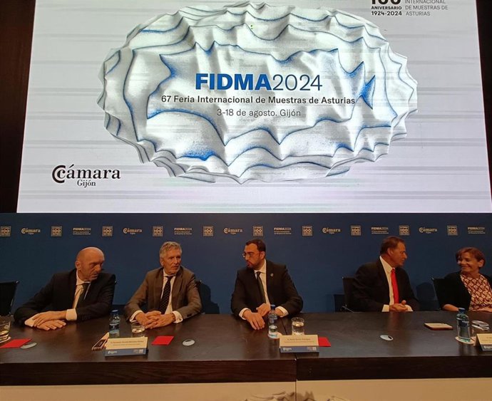 El ministro de Interior, Fernando Grande - Marlaska, y el presidente del Principado de Asturias, Adrián Barbón, junto a otras autoridades, presiden la inauguración 67 edición de la Feria Internacional de Muestras de Asturias.