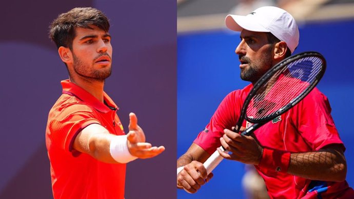 Los tenistas Carlos Alcaraz (izquierda) y el serbio Novak Djokovic, en los Juegos de Paris 2024.