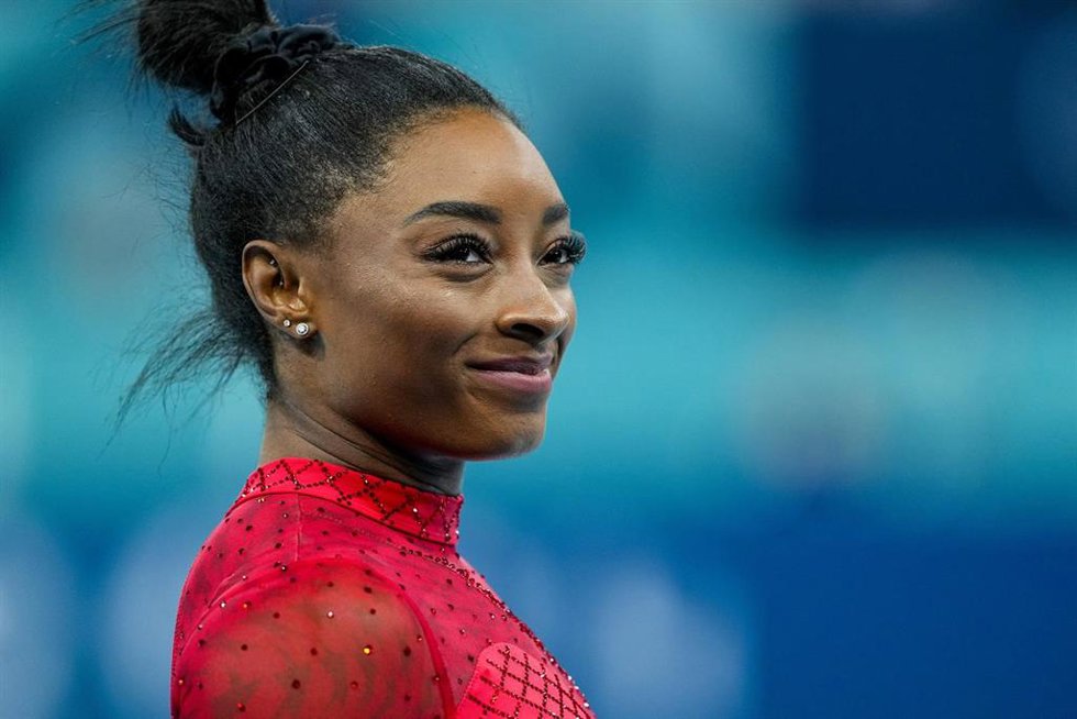 La gimnasta estadounidense Simone Biles, en la final de salto de Paris 2024.