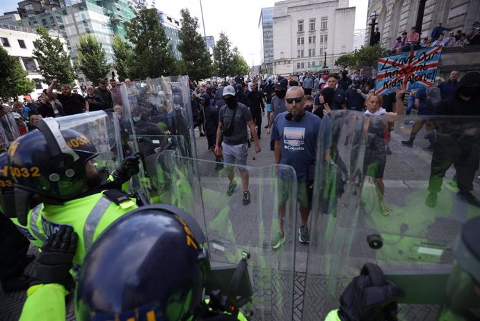 Manifestación de la extrema derecha en Liverpool