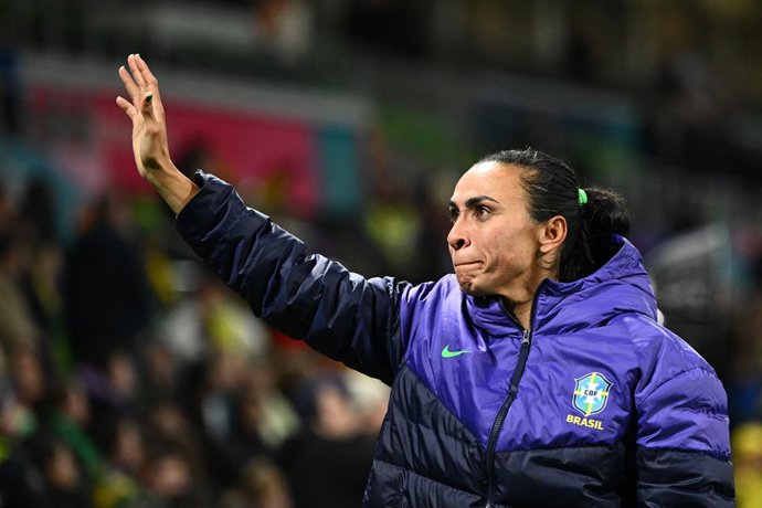 Archivo - A visibily upset Marta of Brazil following their nil all draw with Jamaica during the FIFA Women's World Cup 2023 soccer match between Jamaica and Brazil at Melbourne Rectangular Stadium in Melbourne, Wednesday, August 2, 2023. (AAP Image/Joel