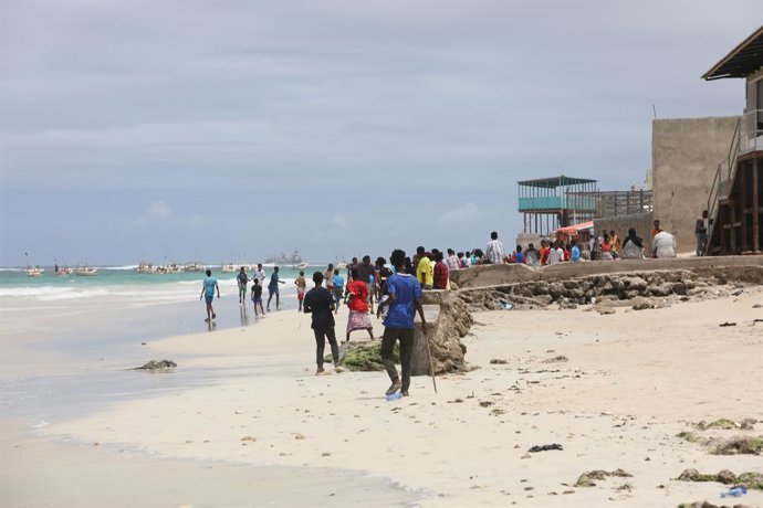 MOGADISHU, Aug. 3, 2024  -- This photo taken on Aug. 3, 2024 shows the beach area near the Lido Beach hotel in Mogadishu, the capital of Somalia. Somali leaders on Saturday called on security agencies to remain vigilant following a brutal attack by al-Sha