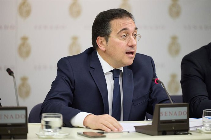 Archivo - El ministro de Asuntos Exteriores, Unión Europea y Cooperación, José Manuel Albares, comparece en la Comisión de Asuntos Exteriores, en el Senado, a 29 de abril de 2024, en Madrid (España). Durante la comisión, ha informado sobre las líneas gene