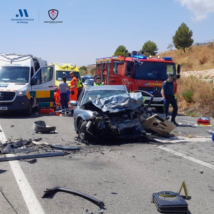 Efectivos de distintos cuerpos de seguridad, emergencias y sanitarios intervienen en el lugar del siniestro.