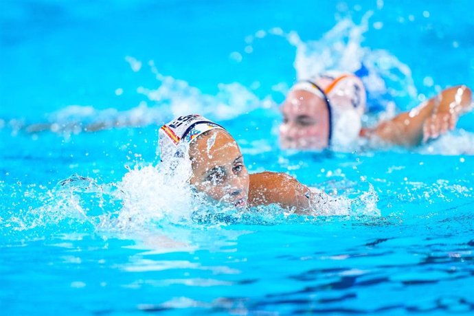 Judith Forca, durante un partido de la selección española de waterpolo.