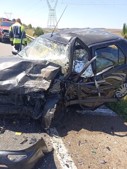 Imagen del vehículo siniestrado en Palencia