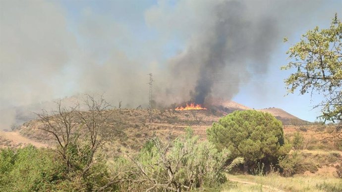 Un momento del incendio a última hora de la tarde