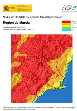 Archivo - Riesgo incendio forestal Murcia