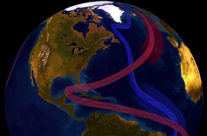 Esquema de la Circulación de Vuelco Merdional del Atlántico (AMOC)