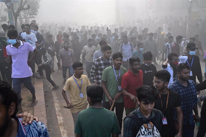 Imagen de archivo de las protestas en Bangladesh.