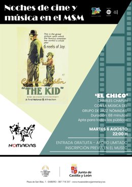 Cartel 'Noches de cine y música' en el Museo de la Siderurgia y la Minería de CyL