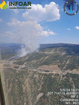 Declarado un incendio en Caldearenas (Huesca).