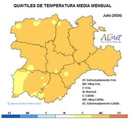 Gráfico elaborado por la Aemet sobre el resumen climatológico del mes de julio en CyL