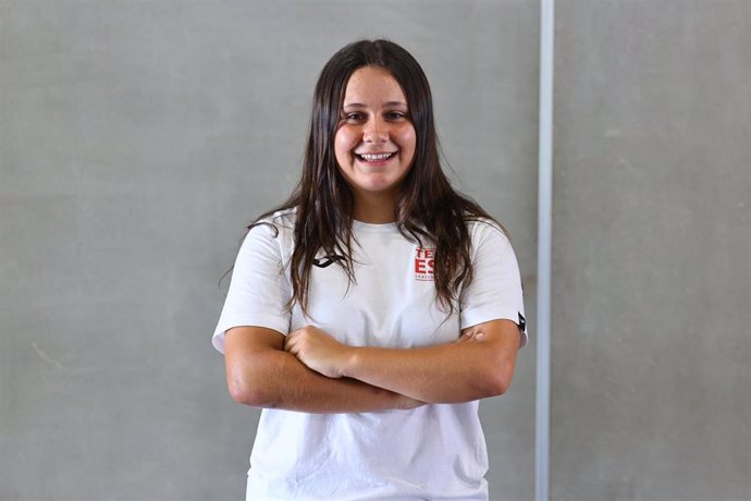 Julia Benedetti pose for a photo during the Media Day of the Spanish Skateboarding Team ahead of the Olympic Games at COE on July 18, 2024 in Madrid, Spain.