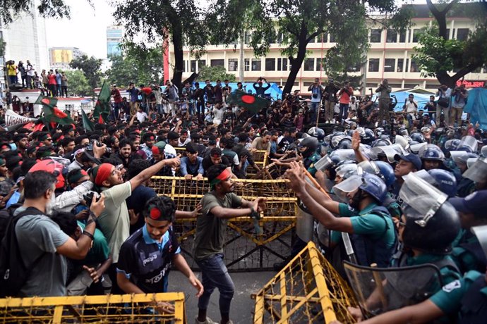 Imagen de archivo de las protestas estudiantiles en Bangladesh.