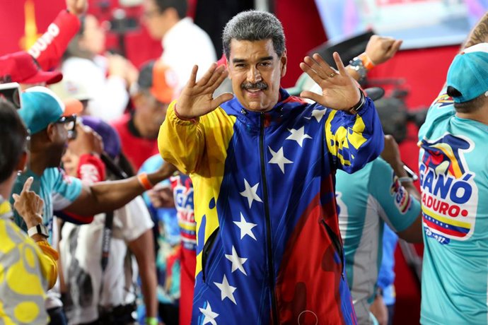 CARACAS, July 30, 2024  -- Venezuelan President Nicolas Maduro attends a rally in Caracas, Venezuela, July 29, 2024.   Venezuela's National Electoral Council on Monday declared Nicolas Maduro the winner of Sunday's presidential elections.