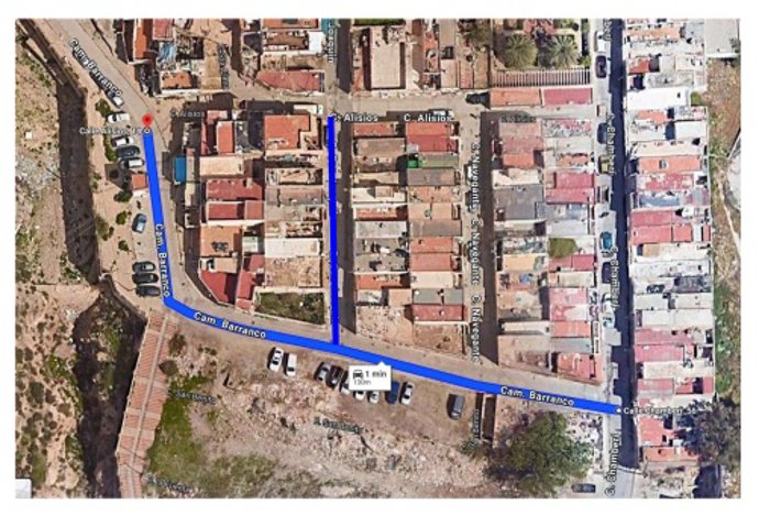 Zona afectada por las obras de hormigonado.