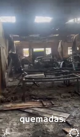 Interior de uno de los talleres tras el incendio