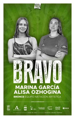 Las nadadoras sevillanas Marina García y Alisa Ozhogina, bronce en artística por equipos con España.