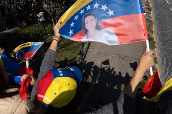 Manifestación de simpatizantes de la líder opositora de Venezuela, María Corina Machado
