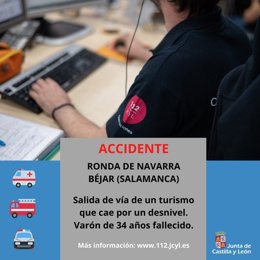 Gráfico elaborado por el 112 con datos del siniestro mortal ocurrido este jueves en Béjar