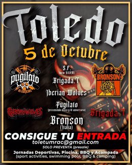 Cartel del concierto de Pugilato, Iberian Wolves y Brigada Totenkopf en Toledo