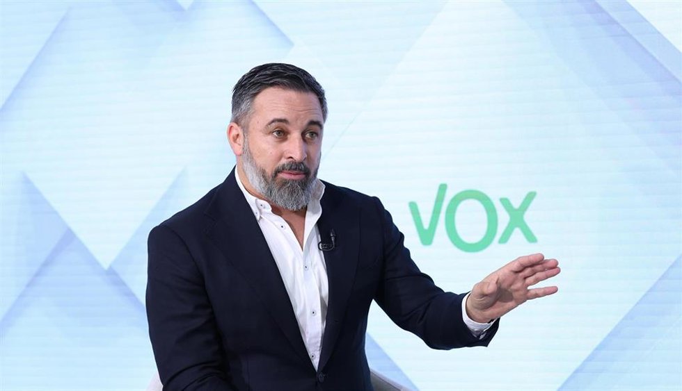 El líder de VOX, Santiago Abascal, durante una entrevista para Europa Press, en la sede de Vox, a 1 de agosto de 2024, en Madrid (España). Santiago Abascal es, desde septiembre de 2014, líder del partido político Vox y desde 2019, miembro del Congreso d