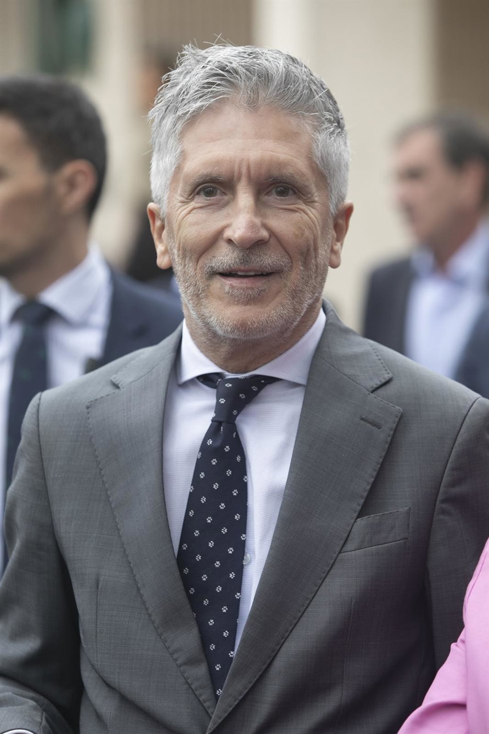 El ministro del Interior, Fernando Grande-Marlaska, a su llegada a la inauguración de la 67 Feria Internacional de Muestras de Asturias (Fidma), a 2 de agosto de 2024, en Gijón, Asturias (España).  Marlaska ha participado hoy en la inauguración de la 67