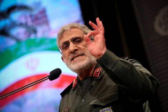 Archivo - December 20, 2022, Tehran, Tehran, Iran: Commander of Iran's Islamic Revolutionary Guard Corps' (IRGC) Quds Force, ESMAIL QAANI speaks in a ceremony for commemorating death anniversary of an IRGC's Quds force commander in Tehran, December 20, 