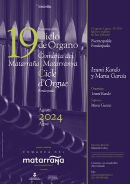 El 'XIX Ciclo de Órgano' de la Comarca del Matarraña se celebra el 11 de agosto en Fuentespalda