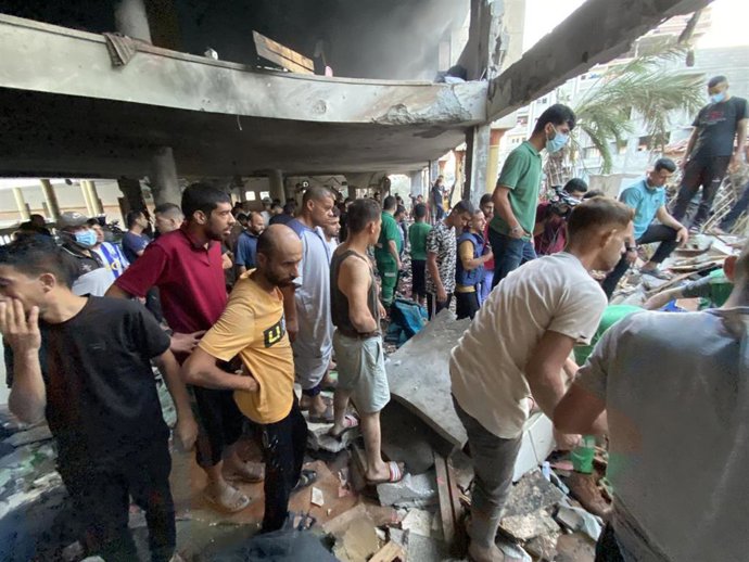 Imagen de archivo del ataque de Israel contra la escuela Al Tabein 