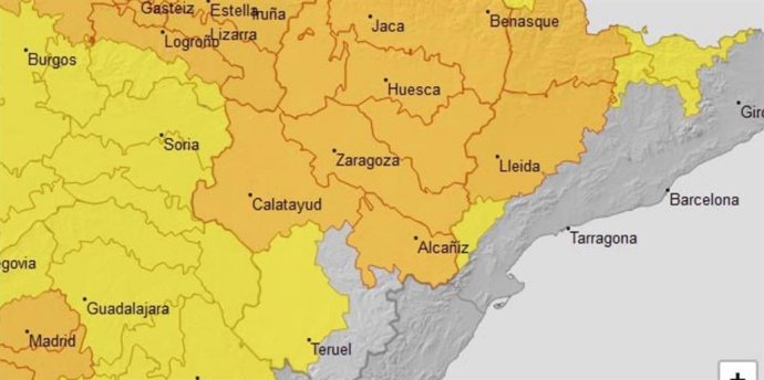 Aviso por temperaturas máximas en Aragón para el 11 de agosto.