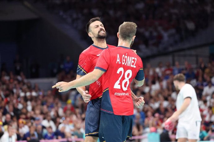 Augustin CASADO (Spain), Aleix GOMEZ (Spain), Handball, Men's Semifinal between Germany and Spain during the Olympic Games Paris 2024 on 9 August 2024 at Pierre Mauroy stadium