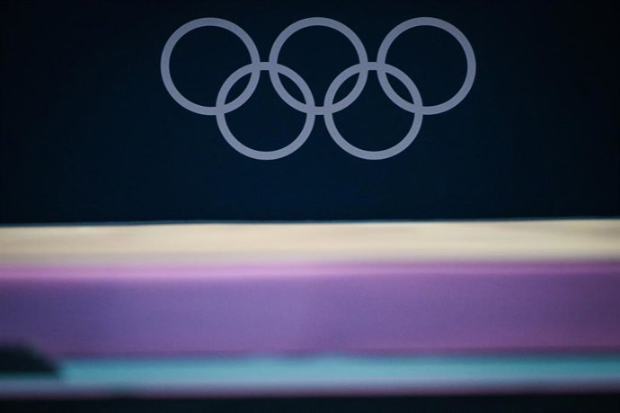 Illustration of the official logo during the Artistic Gymnastics, MEN'S TEAM FINAL, Olympic Games Paris 2024 on 29 July 2024 at Bercy Arena in Paris, France - Photo Matthieu Mirville / DPPI Media / Panoramic