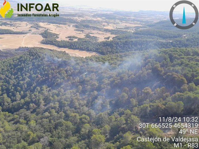 Zaragoza.-Incendios.-Los incendios de Castejón y Farasdués evolucionan favorablemente tras reactivarse por el bochorno
