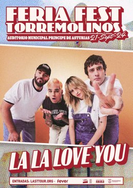 Cartel anunciador de la primera edición de Feria Fest Torremolinos, cita que ya cuenta con la confirmación del concierto de La La Love You.