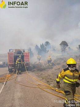 Efectivos de Infoar desplegados en Corbalán (Teruel)