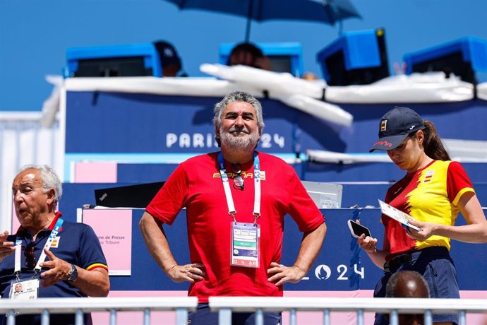 Jose Manuel Rodríguez Uribes, President of COE (Spanish National Sports Council) attends during Canoe Sprint on Vaires-sur-Marne Nautical Stadium during the Paris 2024 Olympics Games on August 10, 2024 in Paris, France.