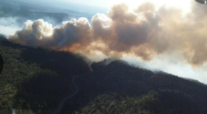 Imagen aérea del incendio de Corbalán,  en Teruel